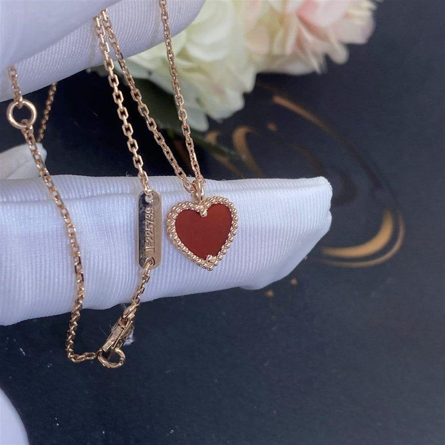 [Triumph Jewelry]SWEET CLOVER CARNELIAN HEART NECKLACE