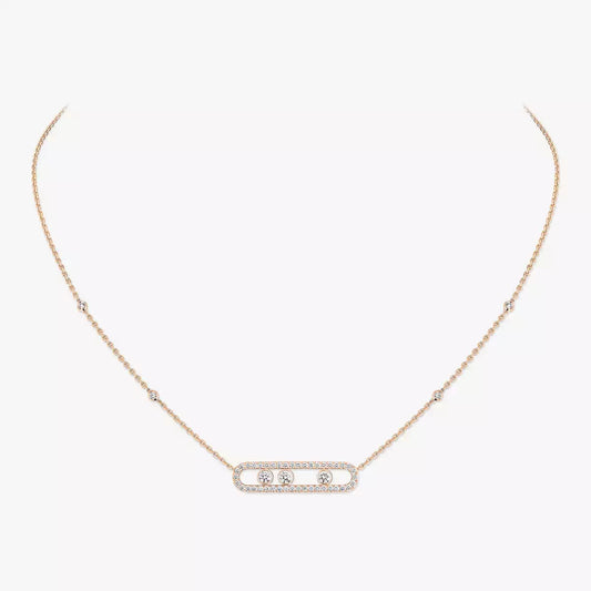 [Triumph Jewelry] Move Pave_ Rose Gold Diamond Necklace