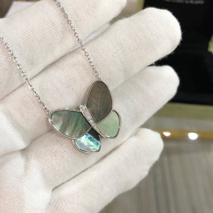 [Triumph Jewelry]LARGE BUTTERFLY SILVER PENDANT DIAMOND NECKLACE