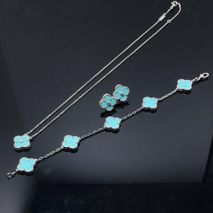 [Triumph Jewelry]CLOVER 1 DIAMOND BLUE SKY SILVER EARRINGS