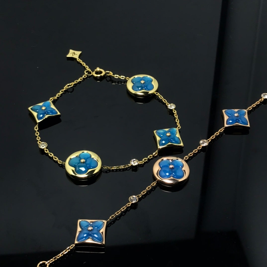 [Triumph Jewelry]STAR AND SUN 4 MOTIF BLUE BRACELET