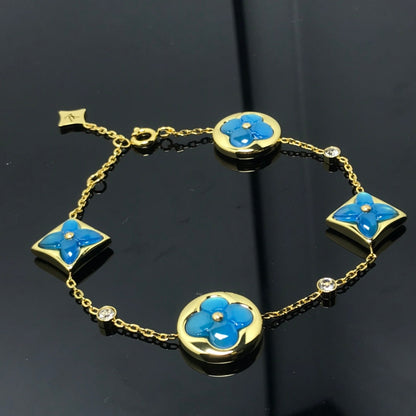 [Triumph Jewelry]STAR AND SUN 4 MOTIF BLUE BRACELET