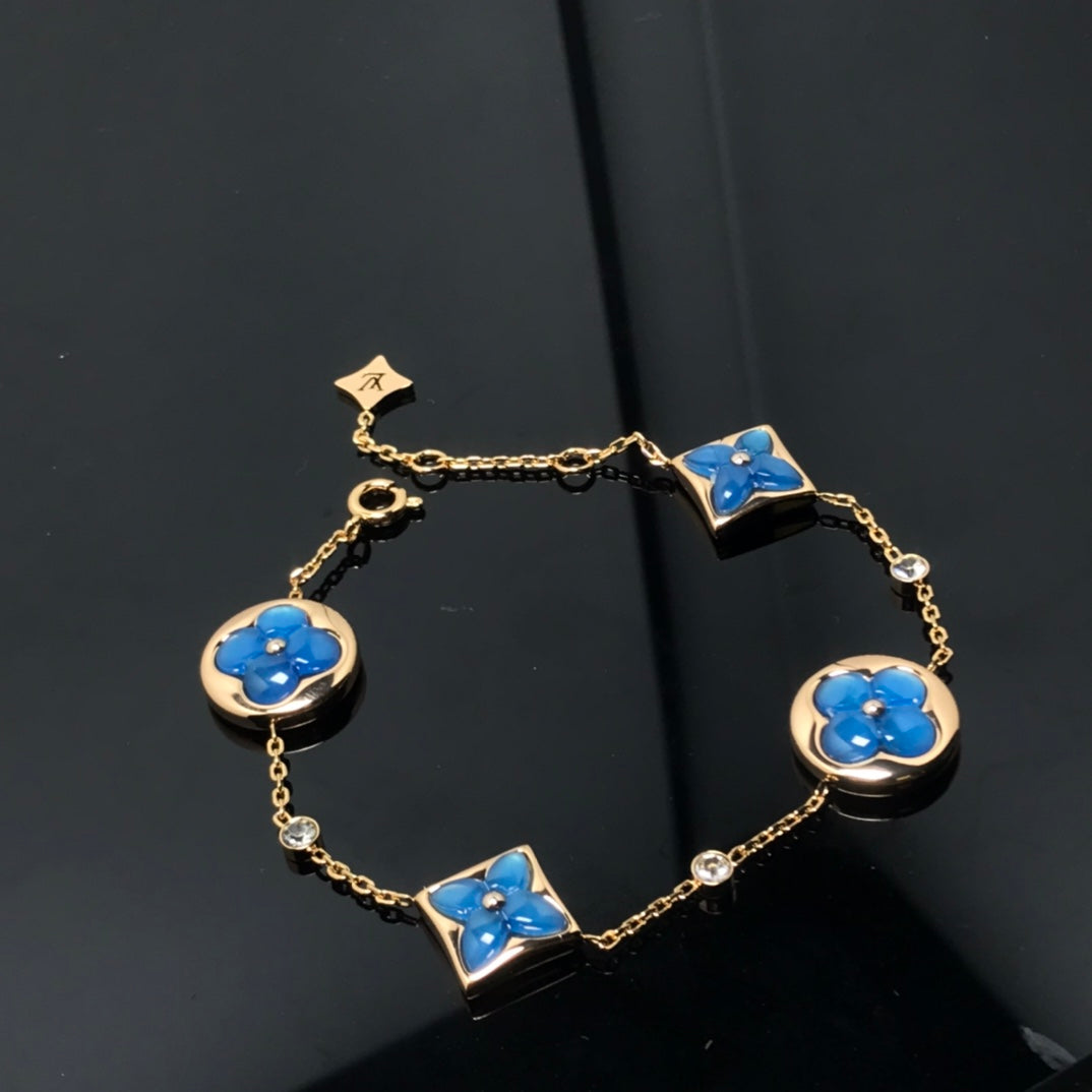 [Triumph Jewelry]STAR AND SUN 4 MOTIF BLUE BRACELET