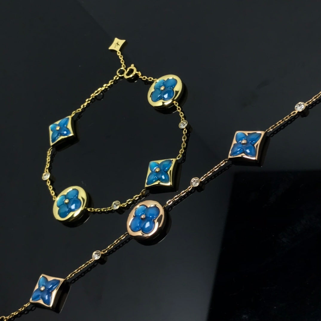 [Triumph Jewelry]STAR AND SUN 4 MOTIF BLUE BRACELET