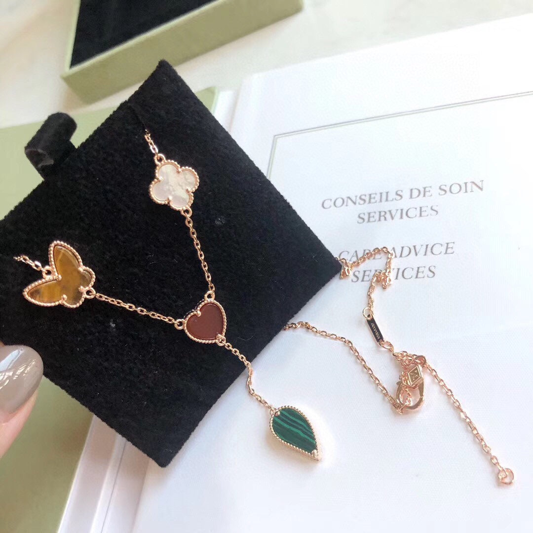 [Triumph Jewelry]LUCKY SPRING 4 MOTIFS ROSE GOLD NECKLACE