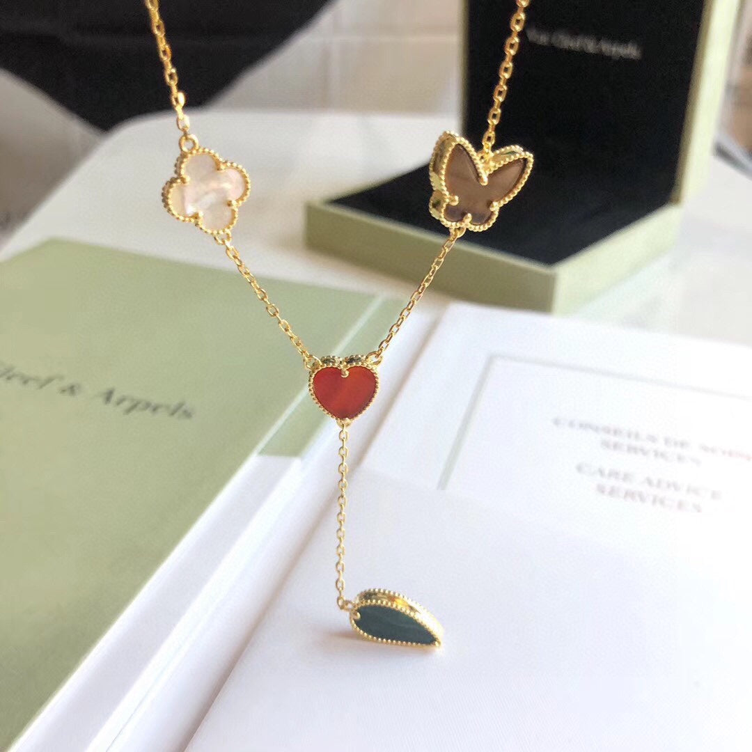 [Triumph Jewelry]LUCKY SPRING 4 MOTIFS ROSE GOLD NECKLACE