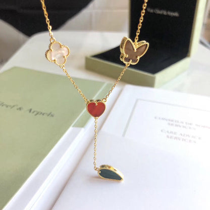 [Triumph Jewelry]LUCKY SPRING 4 MOTIFS ROSE GOLD NECKLACE