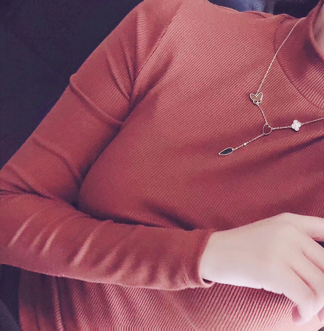 [Triumph Jewelry]LUCKY SPRING 4 MOTIFS ROSE GOLD NECKLACE