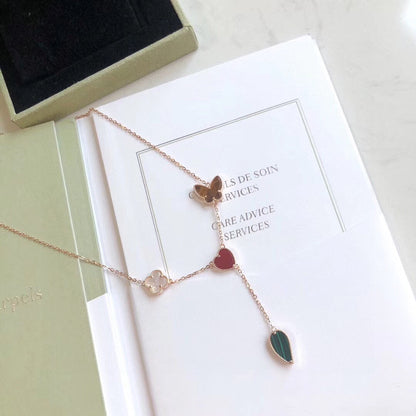 [Triumph Jewelry]LUCKY SPRING 4 MOTIFS ROSE GOLD NECKLACE