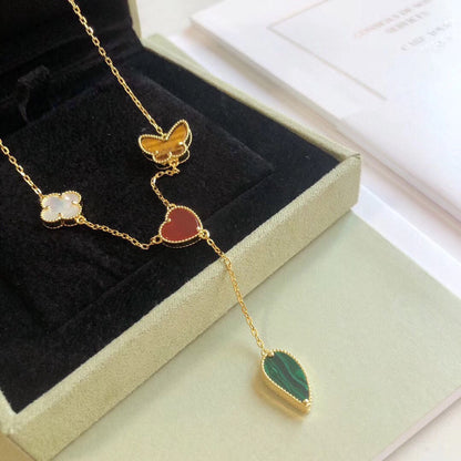 [Triumph Jewelry]LUCKY SPRING 4 MOTIFS ROSE GOLD NECKLACE