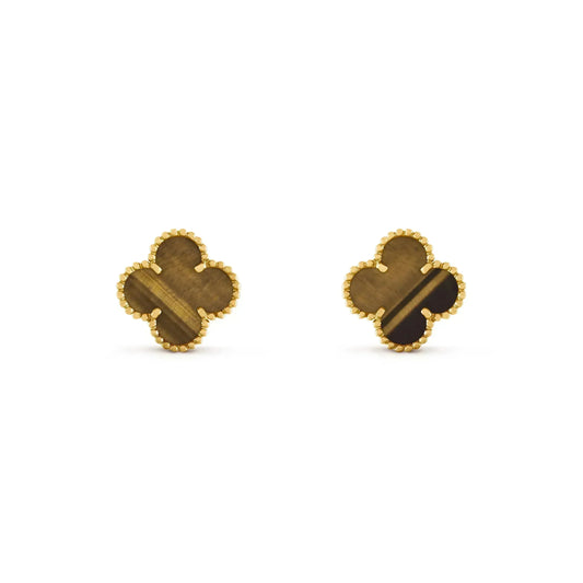 [Triumph Jewelry]CLOVER MEDIUM 1 MOTIFS TIGER EYE EARRINGS