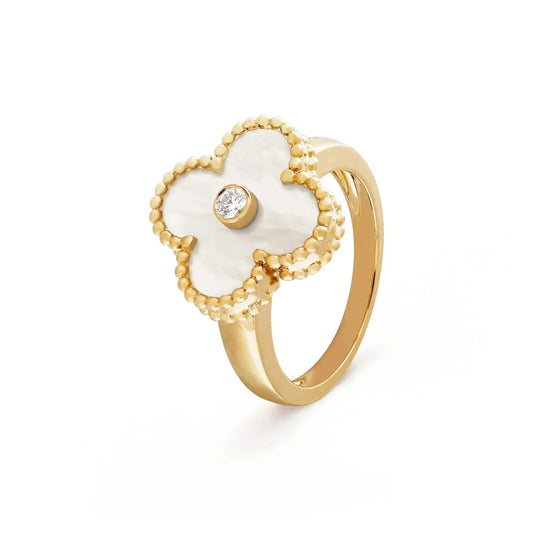 [Triumph Jewelry]CLOVER PINK MOP RING GOLD DIAMOND
