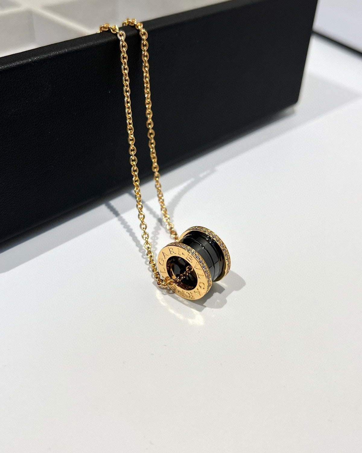[Triumph Jewelry]ZERO 1 BLACK CERAMIC DIAMOND PINK GOLD NECKLACE