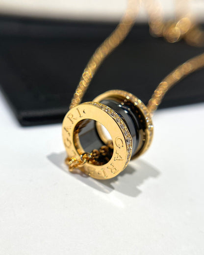 [Triumph Jewelry]ZERO 1 BLACK CERAMIC DIAMOND PINK GOLD NECKLACE