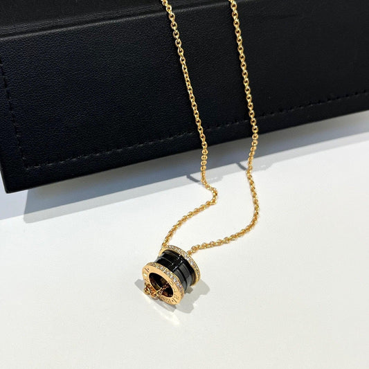 [Triumph Jewelry]ZERO 1 BLACK CERAMIC DIAMOND PINK GOLD NECKLACE