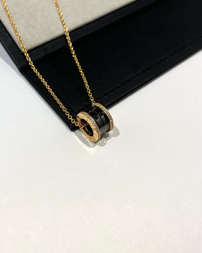[Triumph Jewelry]ZERO 1 BLACK CERAMIC DIAMOND PINK GOLD NECKLACE