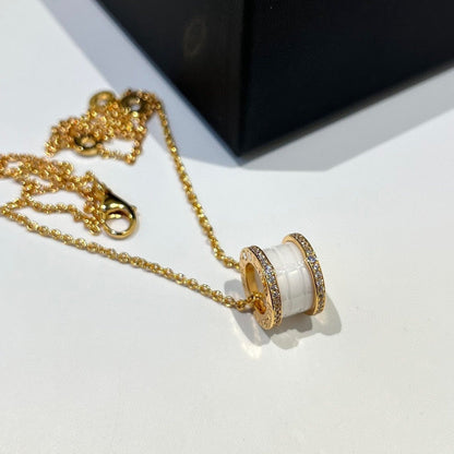 [Triumph Jewelry]ZERO 1 WHITE CERAMIC DIAMOND PINK GOLD NECKLACE
