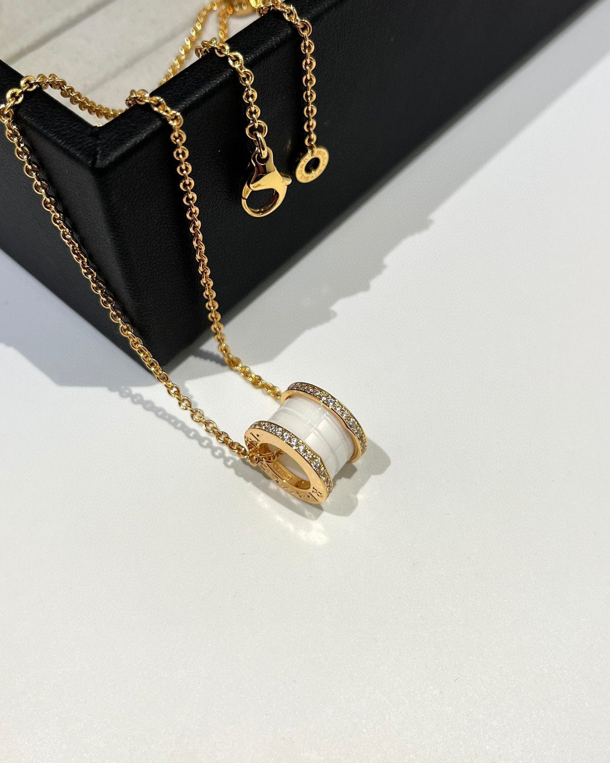 [Triumph Jewelry]ZERO 1 WHITE CERAMIC DIAMOND PINK GOLD NECKLACE